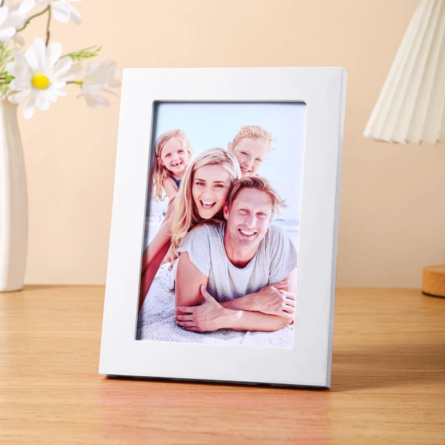 Alt view image 4 of 5 - PSLXZXK 4x6 Picture Frame Made of Solid Wood Photo Frame with Shatter Resistant Plexiglass, Display Pictures 3x5 with Mat or 4 x 6 Without Mat For Tabletop Display or Wall Mount, White 1 Pack