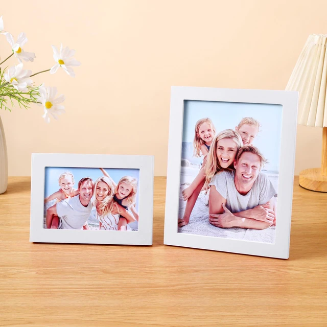 Alt view image 5 of 5 - PSLXZXK 4x6 Picture Frame Made of Solid Wood Photo Frame with Shatter Resistant Plexiglass, Display Pictures 3x5 with Mat or 4 x 6 Without Mat For Tabletop Display or Wall Mount, White 1 Pack