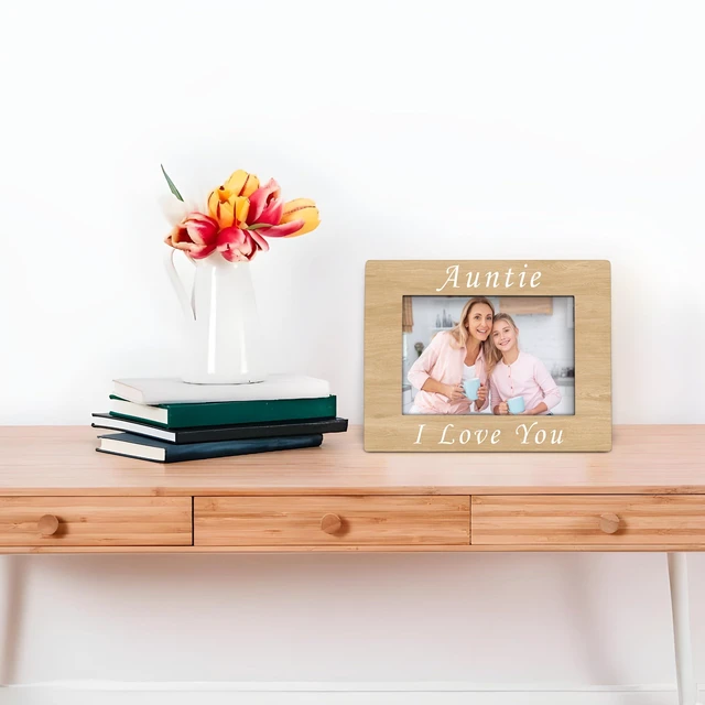 Alt view image 5 of 7 - Foyoulame Auntie Gifts Picture Frame 4x6, Aunt Wooden Picture Frame, Christmas Mothers Day Birthday Gifts for Aunt from Niece Nephew, Auntie I Love You Decorative Photo Frames for Desk Decor