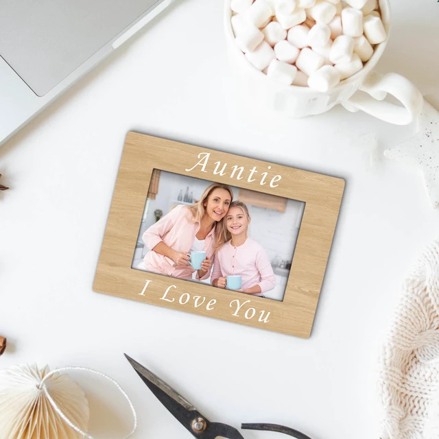 Alt view image 6 of 7 - Foyoulame Auntie Gifts Picture Frame 4x6, Aunt Wooden Picture Frame, Christmas Mothers Day Birthday Gifts for Aunt from Niece Nephew, Auntie I Love You Decorative Photo Frames for Desk Decor