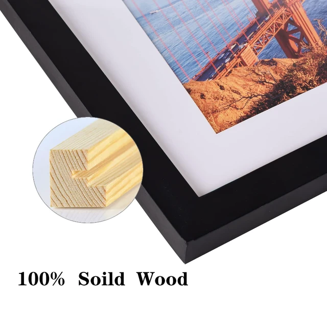Alt view image 5 of 7 - wyooxoo 8x10 Picture Frame Made of Solid Wood Photo Frame Display Pictures 5x7 with Mat or 8x10 Without Mat For Table top Display or Wall, Black, 1 Pack