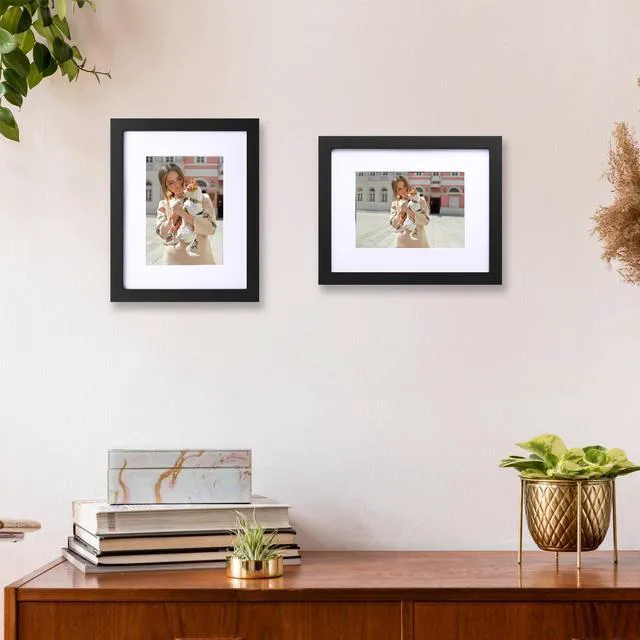 Alt view image 7 of 7 - wyooxoo 8x10 Picture Frame Made of Solid Wood Photo Frame Display Pictures 5x7 with Mat or 8x10 Without Mat For Table top Display or Wall, Black, 1 Pack