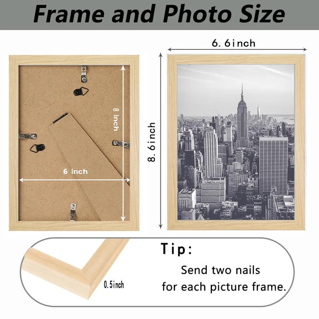 Alt view image 2 of 6 - RUN HELIX 6x8 Picture Frame for Wall Hanging or Tabletop- Wall Mounting Horizontally or Vertically, 6 x 8 Wall Gallery Poster Photo Frame for 6 by 8Photos 8x6 FrameOak