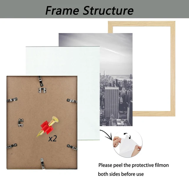 Alt view image 3 of 6 - RUN HELIX 6x8 Picture Frame for Wall Hanging or Tabletop- Wall Mounting Horizontally or Vertically, 6 x 8 Wall Gallery Poster Photo Frame for 6 by 8Photos 8x6 FrameOak