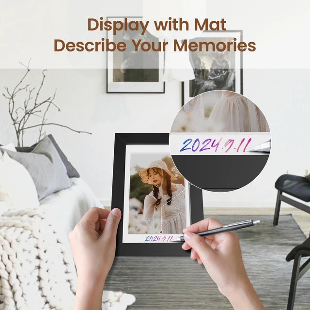 Alt view image 3 of 7 - Heimlove 5x7 Black Picture Frame,Black 5 x 7 Photo Frames Display Pictures 4x6 with Mat or 5x7 Without Mat,with HD Plexiglass,for Postcard Diploma Poster Collage for Tabletop or Wall Mounted