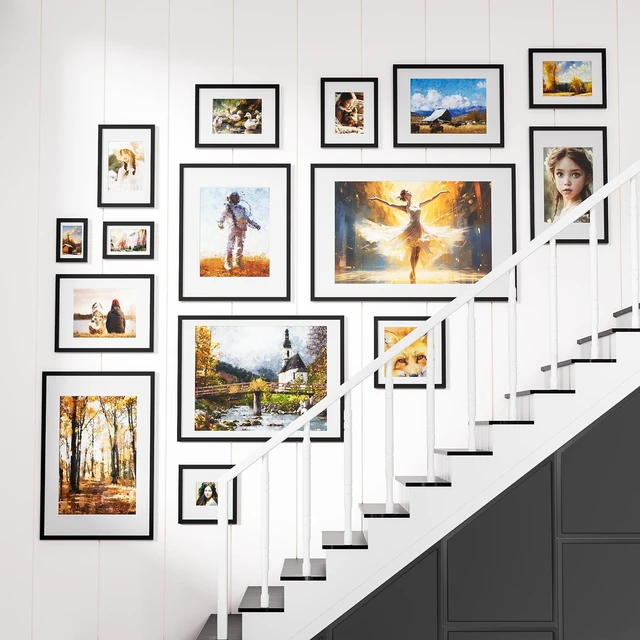 Alt view image 7 of 7 - Heimlove 5x7 Black Picture Frame,Black 5 x 7 Photo Frames Display Pictures 4x6 with Mat or 5x7 Without Mat,with HD Plexiglass,for Postcard Diploma Poster Collage for Tabletop or Wall Mounted