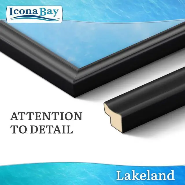 Alt view image 2 of 6 - Icona Bay 5x7 Black Picture Frame - Contemporary Photo Frame 5 x 7 | Icona Bay Engineered Wood Frame for Walls or Tabletop, Photo Holder with Heat-Strengthened Glass, Lakeland Collection