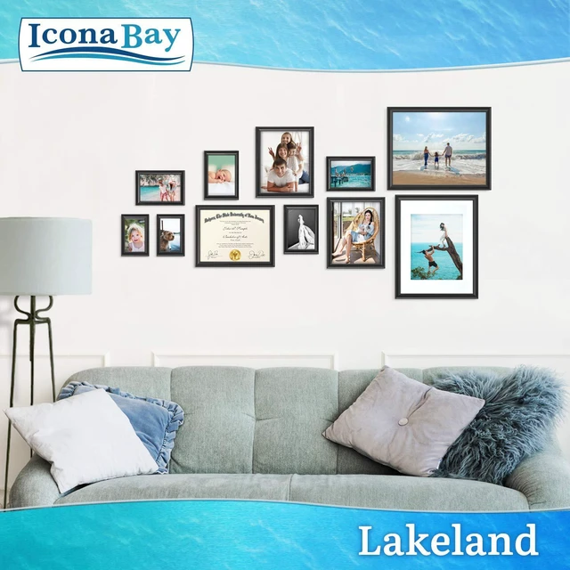 Alt view image 6 of 6 - Icona Bay 5x7 Black Picture Frame - Contemporary Photo Frame 5 x 7 | Icona Bay Engineered Wood Frame for Walls or Tabletop, Photo Holder with Heat-Strengthened Glass, Lakeland Collection