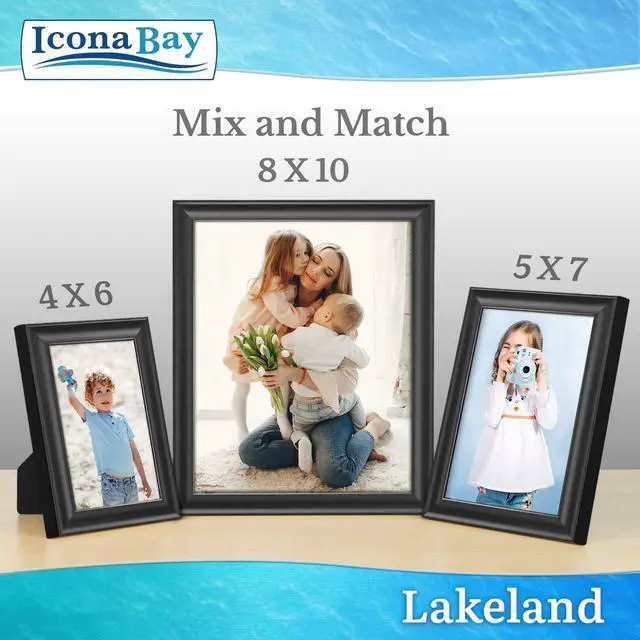 Alt view image 5 of 6 - Icona Bay 5x7 Black Picture Frame - Contemporary Photo Frame 5 x 7 | Icona Bay Engineered Wood Frame for Walls or Tabletop, Photo Holder with Heat-Strengthened Glass, Lakeland Collection