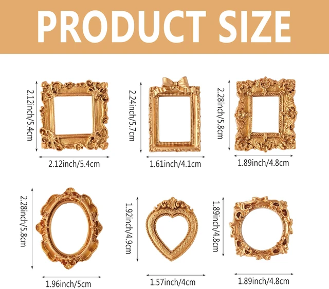 Alt view image 2 of 7 - Famjoyart 12 Pcs Mini Picture Frames Set Vintage Hanging Photo Christmas Pictures Ornament Resin Small Gallery Wall Frames for Crafts DIY Jewelry Display, Holiday Party Decor, Art Box Frame (Brushed G