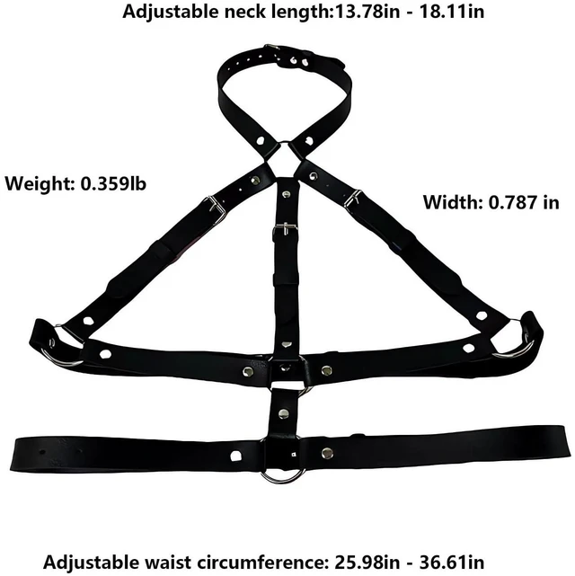 Alt view image 7 of 7 - Women's Adjustable PU Leather Body Harness - Leather Harness-Chest Harness-BDSM Body Harness-Gothic Multi-Strap Fashion Chest with Alloy Hardware, FES Black