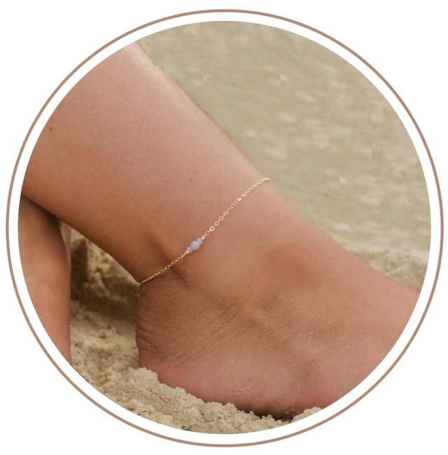 Main image of Kyerlyn Dainty Opal Chain Anklet for Women 18k Gold Plated Ankle Bracelets Summer Beach Adjustable Chain Anklet for Women Simple Fashion Jewelry