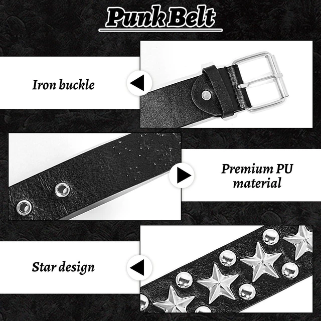 Alt view image 3 of 7 - ZAGQIG 3Pcs Black Studded Belt Leather Rivet Cuff Bracelet Gothic Studded Choker Necklace Y2K Belt Grunge Emo Punk Rock Accessories Set for Women Men (Black A)