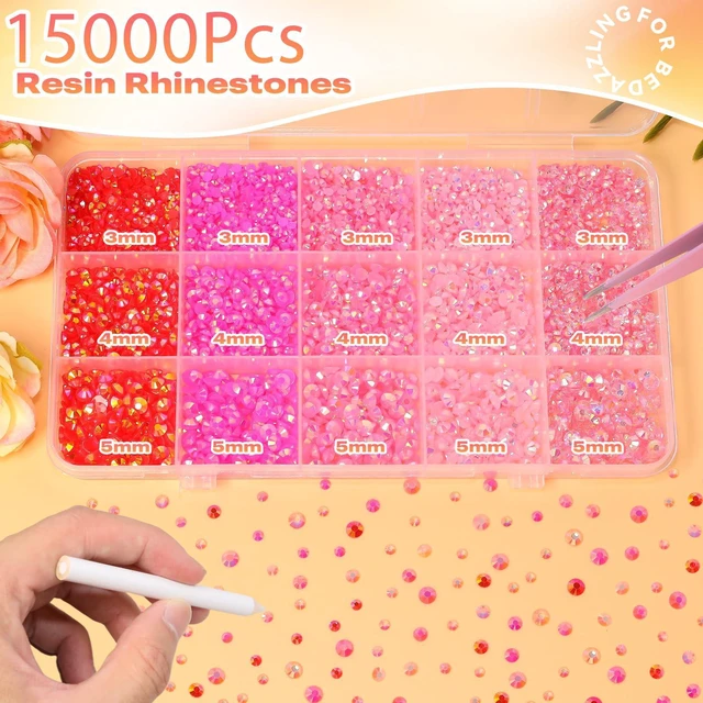 Alt view image 3 of 7 - 15000Pcs Pink Rhinestones for Bedazzling Kit, Bedazzling Resin Gems, | Pink Gems Bedazzling for Crafting, Flatback Resin Jelly Rhinestones for Craft DIY Face Makeup Crafts Tumblers