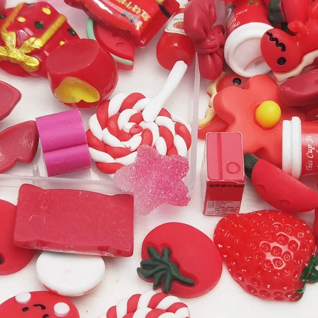 Alt view image 2 of 4 - Chenkou Craft 50pcs Lots Mix Assort Christmas Red DIY Flatbacks Resin Flat Back Buttons Scrapbooking (Red)