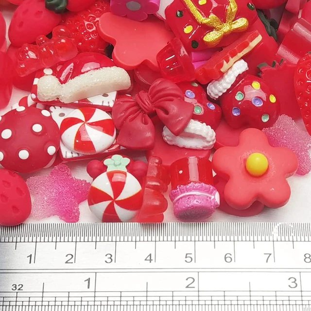 Alt view image 3 of 4 - Chenkou Craft 50pcs Lots Mix Assort Christmas Red DIY Flatbacks Resin Flat Back Buttons Scrapbooking (Red)