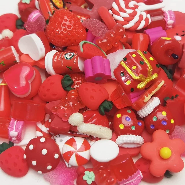 Alt view image 4 of 4 - Chenkou Craft 50pcs Lots Mix Assort Christmas Red DIY Flatbacks Resin Flat Back Buttons Scrapbooking (Red)