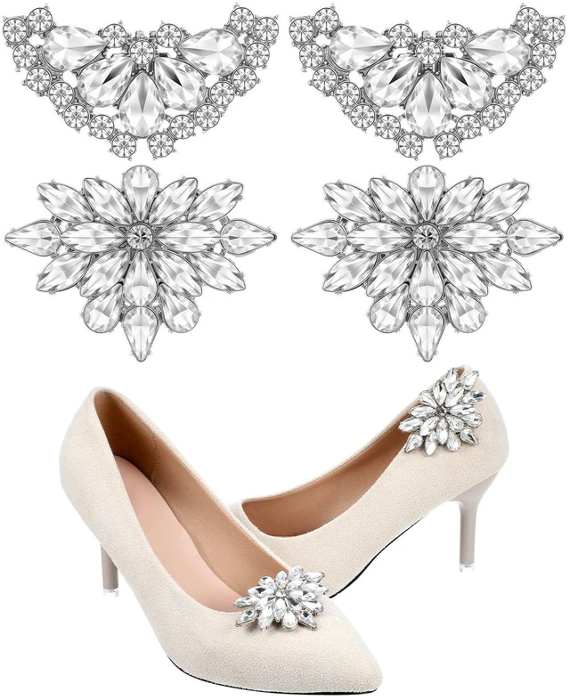 Main image of Molain 4Pcs Rhinestone Shoe Clips, Detachable Crystal Shoe Buckle Jewelry for Women Dress Shoes Shoes Jewelry Decoration Elegant Shoe Accessories for Bridal Wedding Party