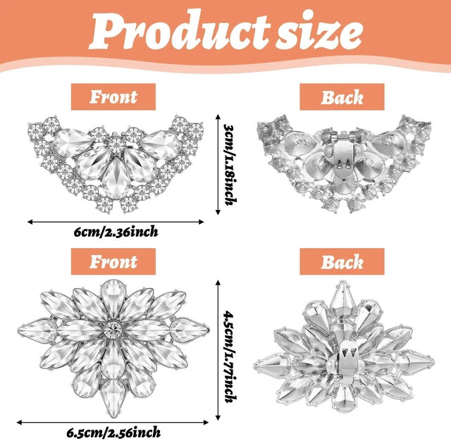 Alt view image 3 of 7 - Molain 4Pcs Rhinestone Shoe Clips, Detachable Crystal Shoe Buckle Jewelry for Women Dress Shoes Shoes Jewelry Decoration Elegant Shoe Accessories for Bridal Wedding Party