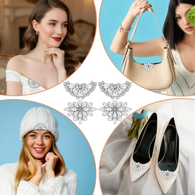 Alt view image 7 of 7 - Molain 4Pcs Rhinestone Shoe Clips, Detachable Crystal Shoe Buckle Jewelry for Women Dress Shoes Shoes Jewelry Decoration Elegant Shoe Accessories for Bridal Wedding Party