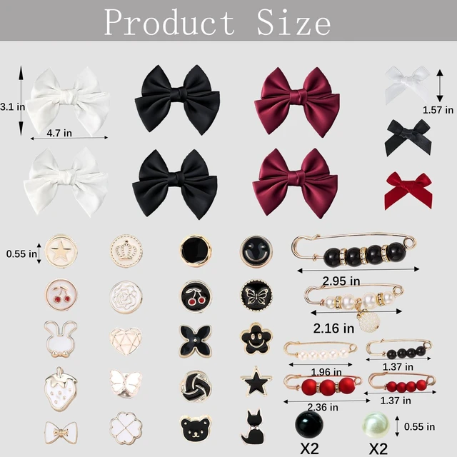 Alt view image 6 of 6 - Lospfo 38 Pcs Shoe Charms for Sneakers Satin Bow Sneaker Charm for Shoe Lace with Bows/Jewelry/Pins/Clips Shoelace DIY Charms Decoration for Women (White)