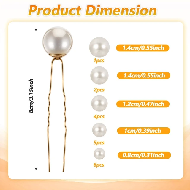 Alt view image 2 of 7 - 18 Pieces Bridal Hair Accessories Wedding Pearls Hair Pins U Shaped Pearl Clips for Bride Bridesmaid Women Girls (Gold)