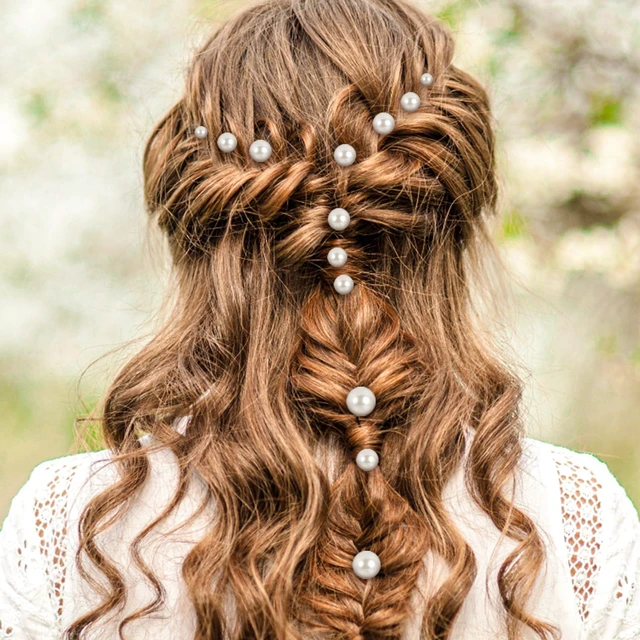 Alt view image 6 of 7 - 18 Pieces Bridal Hair Accessories Wedding Pearls Hair Pins U Shaped Pearl Clips for Bride Bridesmaid Women Girls (Gold)