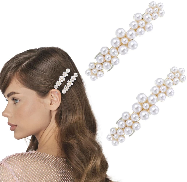 Main image of Shimmeroo 2PCS Pearl Clips for Hair Elegant Flower Pearl Barrette Jewelry