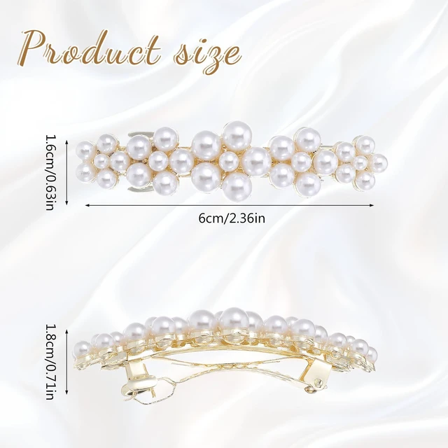 Alt view image 2 of 7 - Shimmeroo 2PCS Pearl Clips for Hair Elegant Flower Pearl Barrette Jewelry