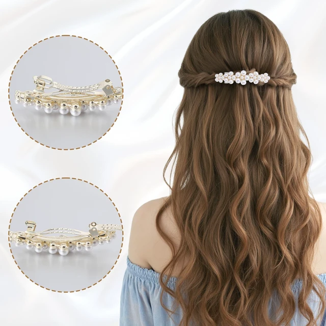 Alt view image 5 of 7 - Shimmeroo 2PCS Pearl Clips for Hair Elegant Flower Pearl Barrette Jewelry
