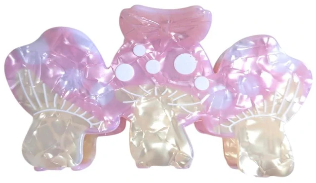 Main image of Funny Mushroom Hair Clips,PVC Hair Clips,Big Claw Clips for Girl,Hair Accessories,Pink