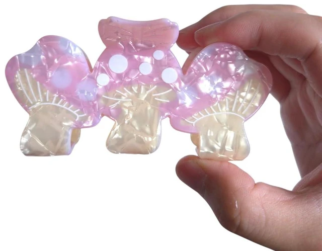 Alt view image 7 of 7 - Funny Mushroom Hair Clips,PVC Hair Clips,Big Claw Clips for Girl,Hair Accessories,Pink