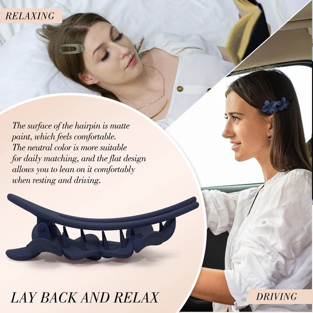 Alt view image 5 of 7 - obeoby 8 Pcs Flat Hair Claw Clips For Women, 2 Styles French Barrettes Set | Matte 4 Colors, Lay-Flat/Flowers Design, Non-Slip Plastic Medium Large Hair Pins For Thick Thin Accessories Gifts