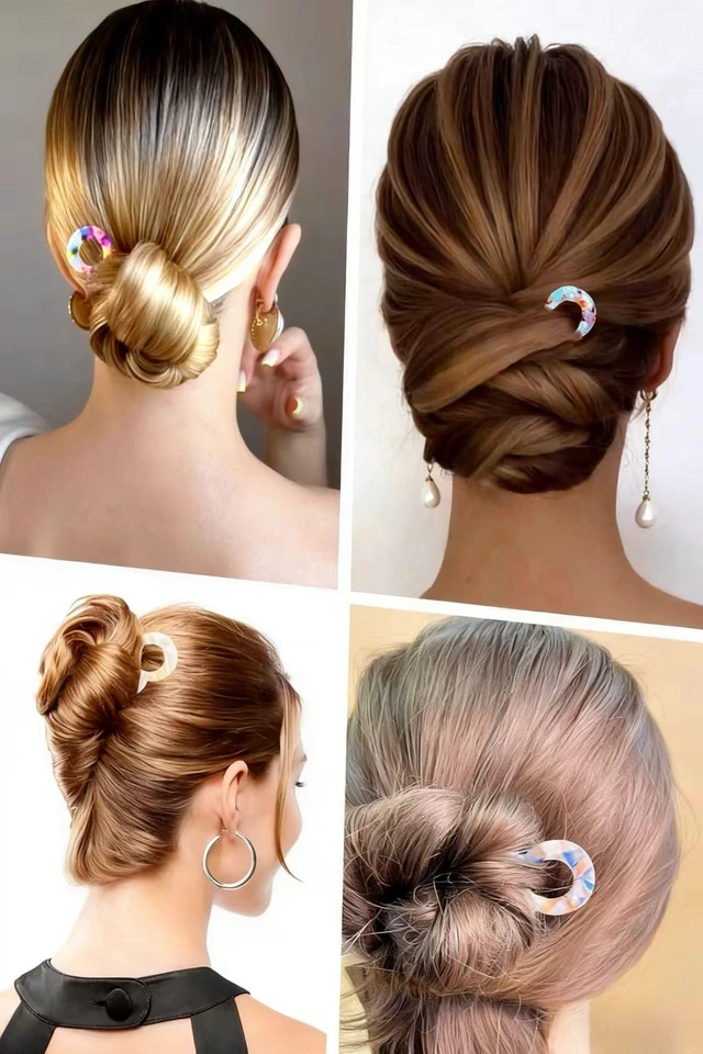 Alt view image 2 of 4 - 4PCS French U-Shaped Hair Clips 4.6 Magic-Grip U-Grip Pins for Long, Thick, Curly & Fine Hair, Strong Hold Tortoiseshell Cellulose Acetate Updo Styling Accessories for Women