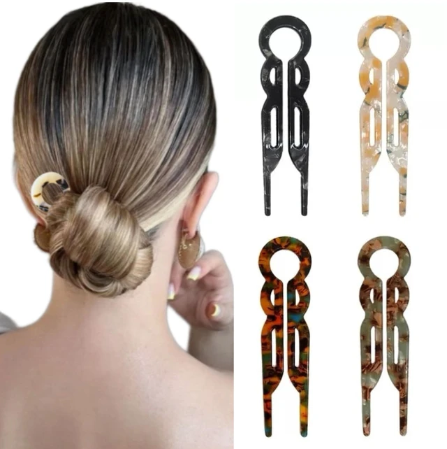 Main image of 4PCS French U-Shaped Hair Clips 4.6 Magic-Grip U-Grip Pins for Long, Thick, Curly & Fine Hair, Strong Hold Tortoiseshell Cellulose Acetate Updo Styling Accessories for Women