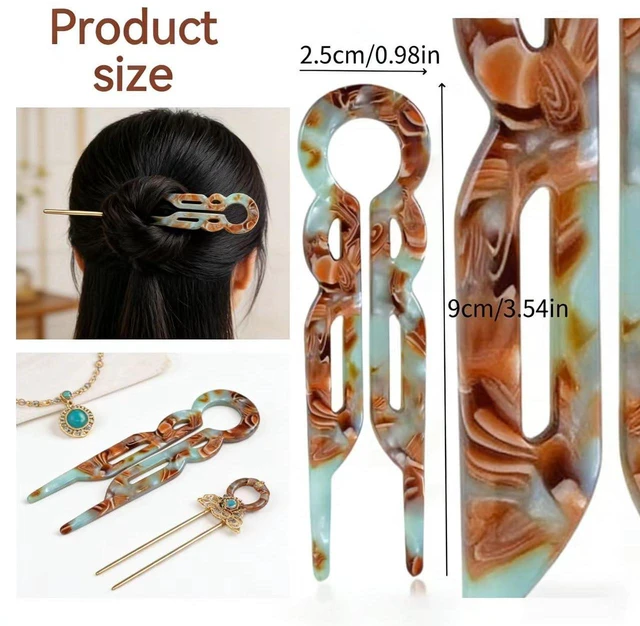 Alt view image 4 of 4 - 4PCS French U-Shaped Hair Clips 4.6 Magic-Grip U-Grip Pins for Long, Thick, Curly & Fine Hair, Strong Hold Tortoiseshell Cellulose Acetate Updo Styling Accessories for Women