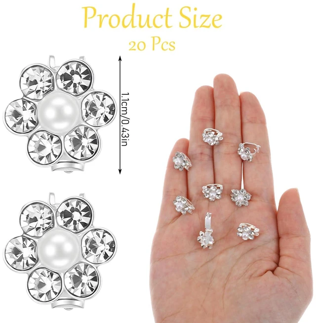 Alt view image 4 of 7 - RAHHLIZS 20pcs Mini Hair Clips for Women with Flower Design | Pearl Hair Clips,Small Claw Clips for Thin Hair Rhinestone Crystal for Women Girls