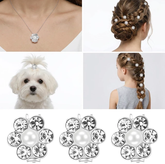 Alt view image 3 of 7 - RAHHLIZS 20pcs Mini Hair Clips for Women with Flower Design | Pearl Hair Clips,Small Claw Clips for Thin Hair Rhinestone Crystal for Women Girls