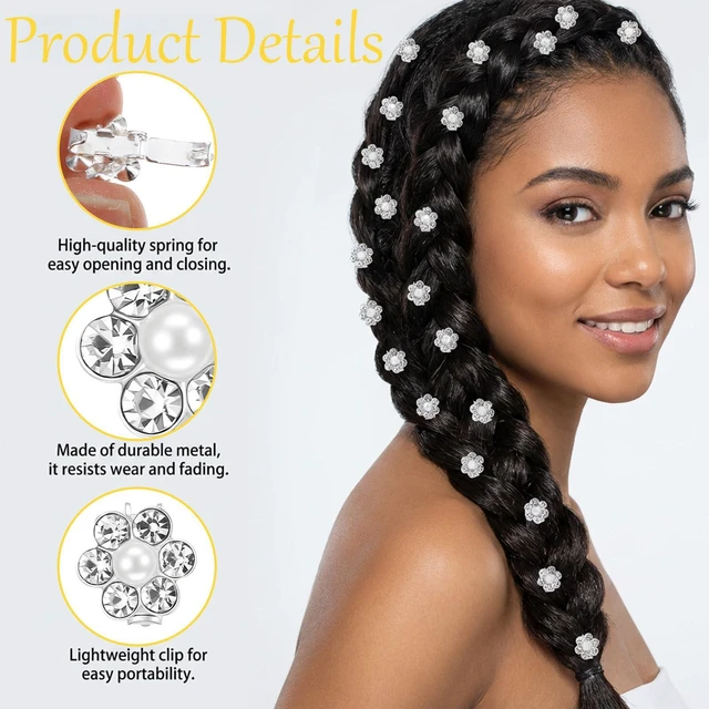 Alt view image 5 of 7 - RAHHLIZS 20pcs Mini Hair Clips for Women with Flower Design | Pearl Hair Clips,Small Claw Clips for Thin Hair Rhinestone Crystal for Women Girls