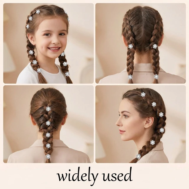 Alt view image 6 of 7 - RAHHLIZS 20pcs Mini Hair Clips for Women with Flower Design | Pearl Hair Clips,Small Claw Clips for Thin Hair Rhinestone Crystal for Women Girls