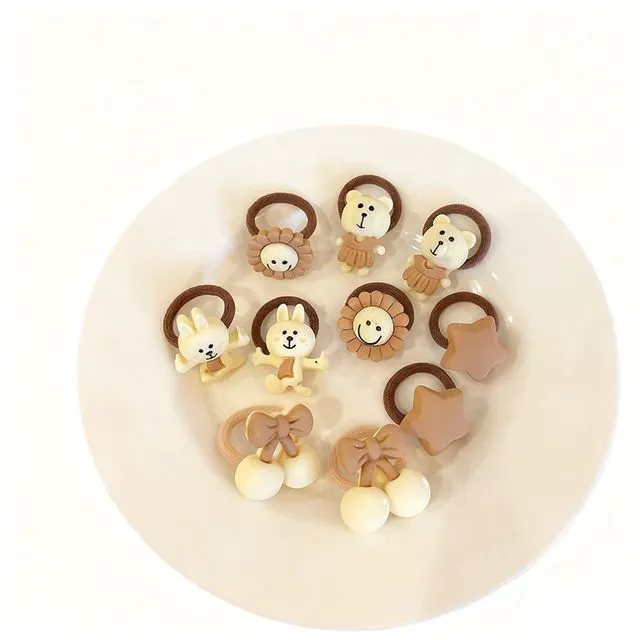 Alt view image 3 of 3 - Cartoon Hair Ties for Toddlers Girls, 20pcs Mini Cream-toned Elastic Hair Bands with Bear, Rabbit, Cherry Designs,Cute Baby Hair tie Accessories, No Damage, 0-6 Years