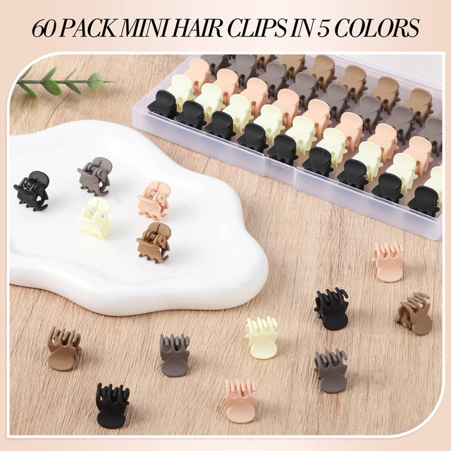 Alt view image 3 of 7 - obeoby 60Pcs 0.7In Mini Hair Claw Clips Small Barrettes Bulk for Women Girl | 5 Matte Neutral Colors with Storage Box, Tiny Little Hair Pins Accessories for Kids Thin Fine Short Holiday Birthday Gifts
