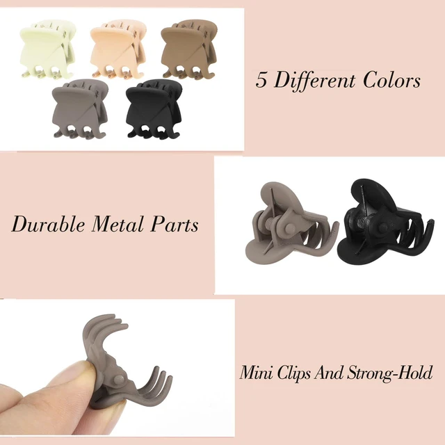 Alt view image 5 of 7 - obeoby 60Pcs 0.7In Mini Hair Claw Clips Small Barrettes Bulk for Women Girl | 5 Matte Neutral Colors with Storage Box, Tiny Little Hair Pins Accessories for Kids Thin Fine Short Holiday Birthday Gifts