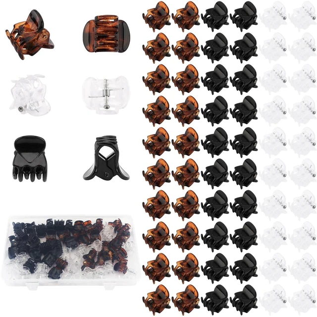 Main image of Atoden Mini Hair Clips Small Hair Claw Clips with Box 60Pcs Cute Tiny Jaw Clips for Thin Fine Hair Bangs Barrettes Decorative Hair Accessories for Women Girls (Clear White, Black, Tortoiseshell)