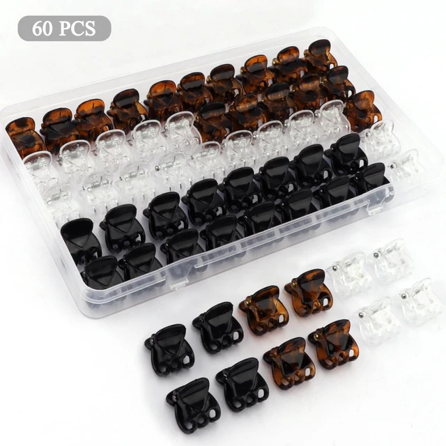 Alt view image 7 of 7 - Atoden Mini Hair Clips Small Hair Claw Clips with Box 60Pcs Cute Tiny Jaw Clips for Thin Fine Hair Bangs Barrettes Decorative Hair Accessories for Women Girls (Clear White, Black, Tortoiseshell)