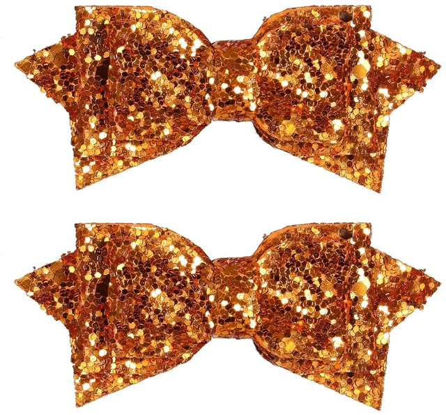 Main image of 3" Glitter Fall Orange Sequins Cheer Bow Alligator Hair Clip for Teen Girls | Sparkly Cute Sequin Knot Bow Accessories,Non-Slip Alligator Clip,Happy Thanksgiving Dress Outfits Decor,Wedding Birthday G