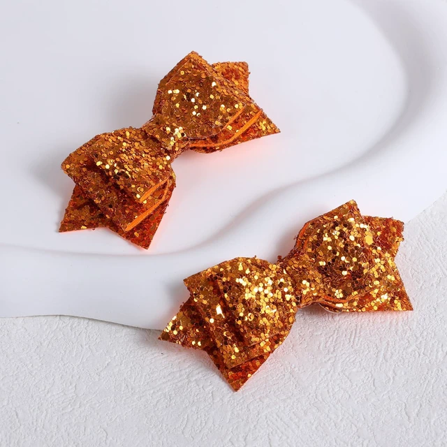 Alt view image 2 of 7 - 3" Glitter Fall Orange Sequins Cheer Bow Alligator Hair Clip for Teen Girls | Sparkly Cute Sequin Knot Bow Accessories,Non-Slip Alligator Clip,Happy Thanksgiving Dress Outfits Decor,Wedding Birthday G