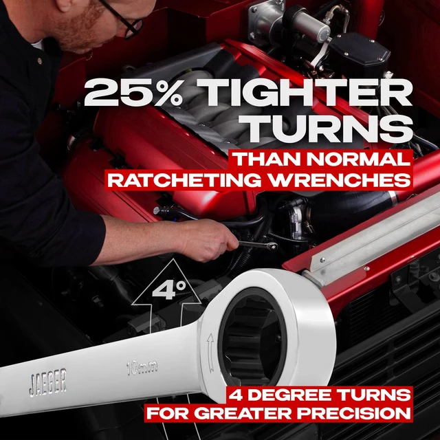 Alt view image 4 of 7 - Jaeger 10 mm TIGHTSPOT Ratchet Wrench with Precision Movement and Hardened, Polished Steel for Projects with Metric Tight Spaces