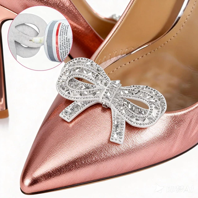 Alt view image 6 of 7 - Hubaltuye 4 PCS Shoe Clips for Women Dress Shoes, With 2 Pcs Detachable Clip on Shoe Embellishments and 2 Pcs A Shoe Bow That Needs to Be Glued With Hot Glue, Wedding Party, Formal Occasion