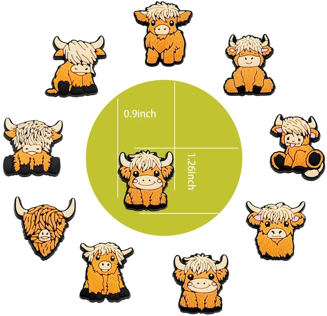 Alt view image 2 of 6 - Cow Shoe Decoration - 9 Pcs Pack Cute and Fun Cow Croc Charms for Party Favors and Gifts